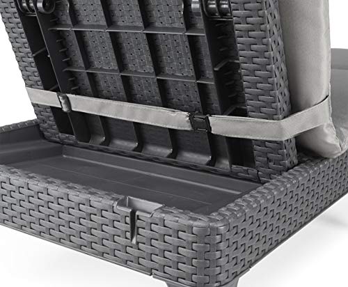 Tumbona Keter Jaipur color grafito detalle mecanismo ajuste