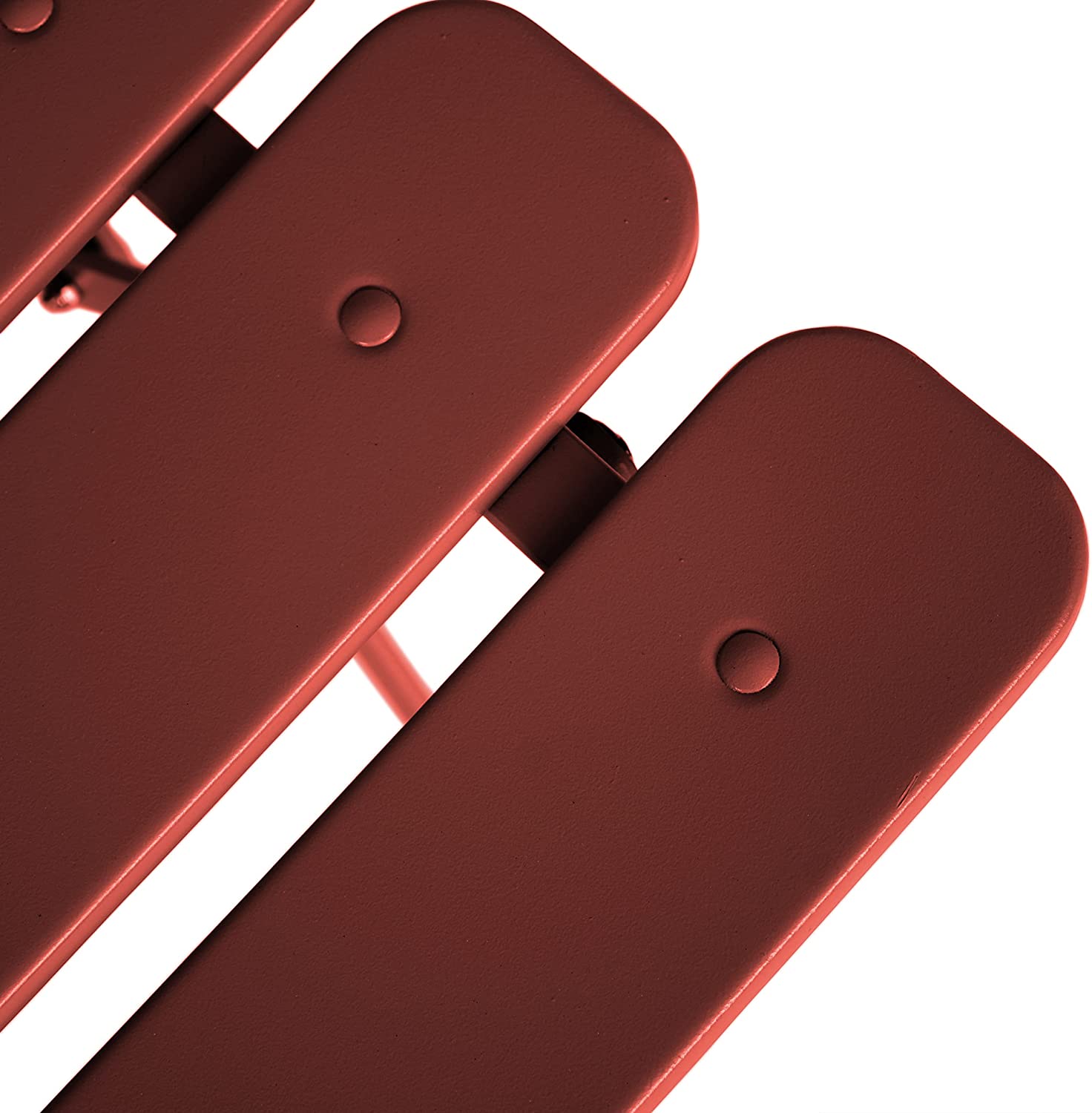 Detalle del asiento del Juego de Muebles de jardín de 3 Piezas, 2 sillas y 1 mesa redonda de café, Metal, Rojo, 49 x 41 x 79 cm. VG-8006 Chilli Dried. Vanage