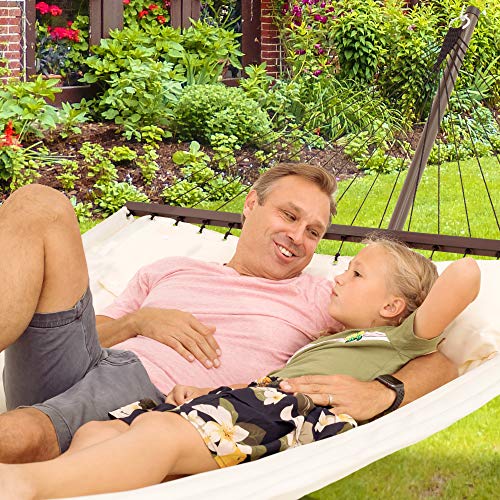 Descanso en el jardín con una Hamaca con estructura para 2 personas / 200 kg, 190 x 140, cojín extraíble, resistente a la intemperie y a los rayos UV. VITA5