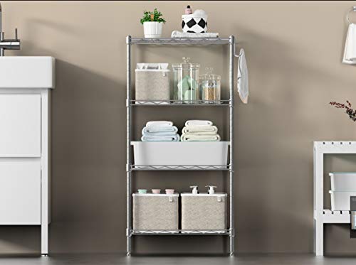 Easy estantería metálica cromada librería con 4 baldas blancas 40x80x120  cocina baño garaje vestidor