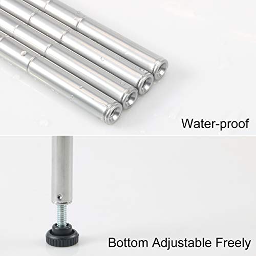 Resistente al agua y pata ajustable en altura libremente de Estantería Metálica para Almacenar y Organizar, Cromada 4 Baldas con Alturas Ajustables y 4 Ganchos Laterales 45 x 30 x 90 cm. Vooneen