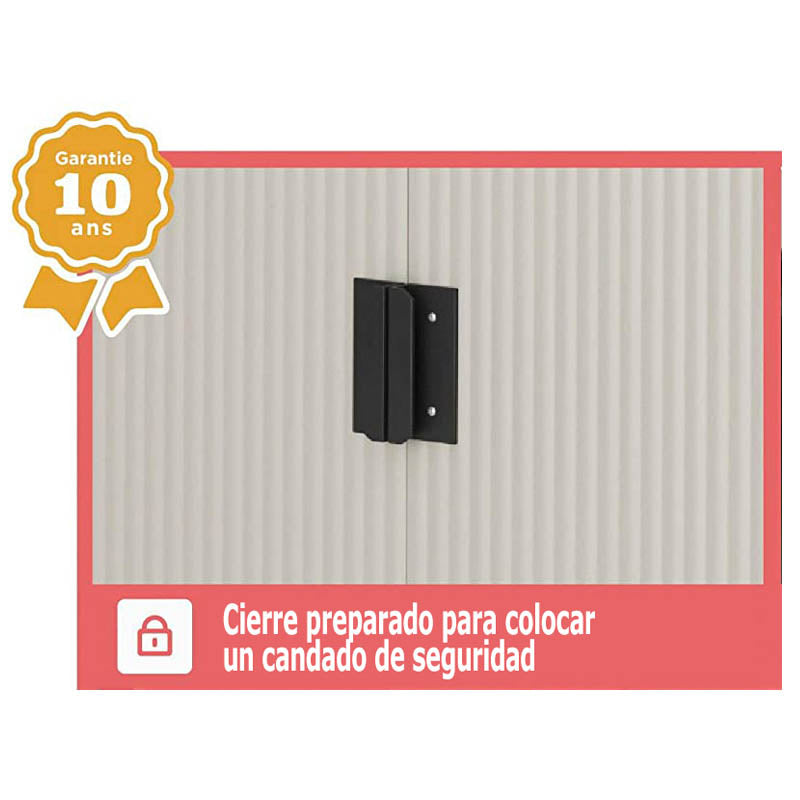 Cobertizo Jardín, caseta Metálica Gris Antracita Stark. 2,3m2-121x195x196cm Garantía 10 años. Detalle preparado para candado. Wasabi