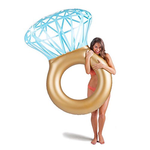 Flotador gigante hinchable anillo con diamante para Adultos en Fiestas de Piscina o despedidas de soltero/a. Válvulas Rápidas 55 X 47,2 X 15,7". WLZP