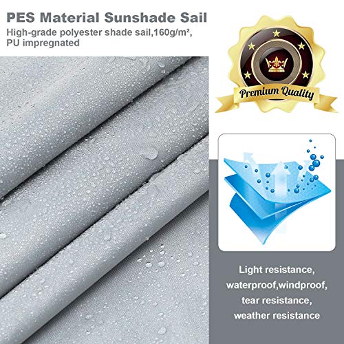 Material impermeable del Toldo vela Impermeable, protección Rayos 95% UV, Resistente e Impermeable, Gris, 2X3m. Wokkol