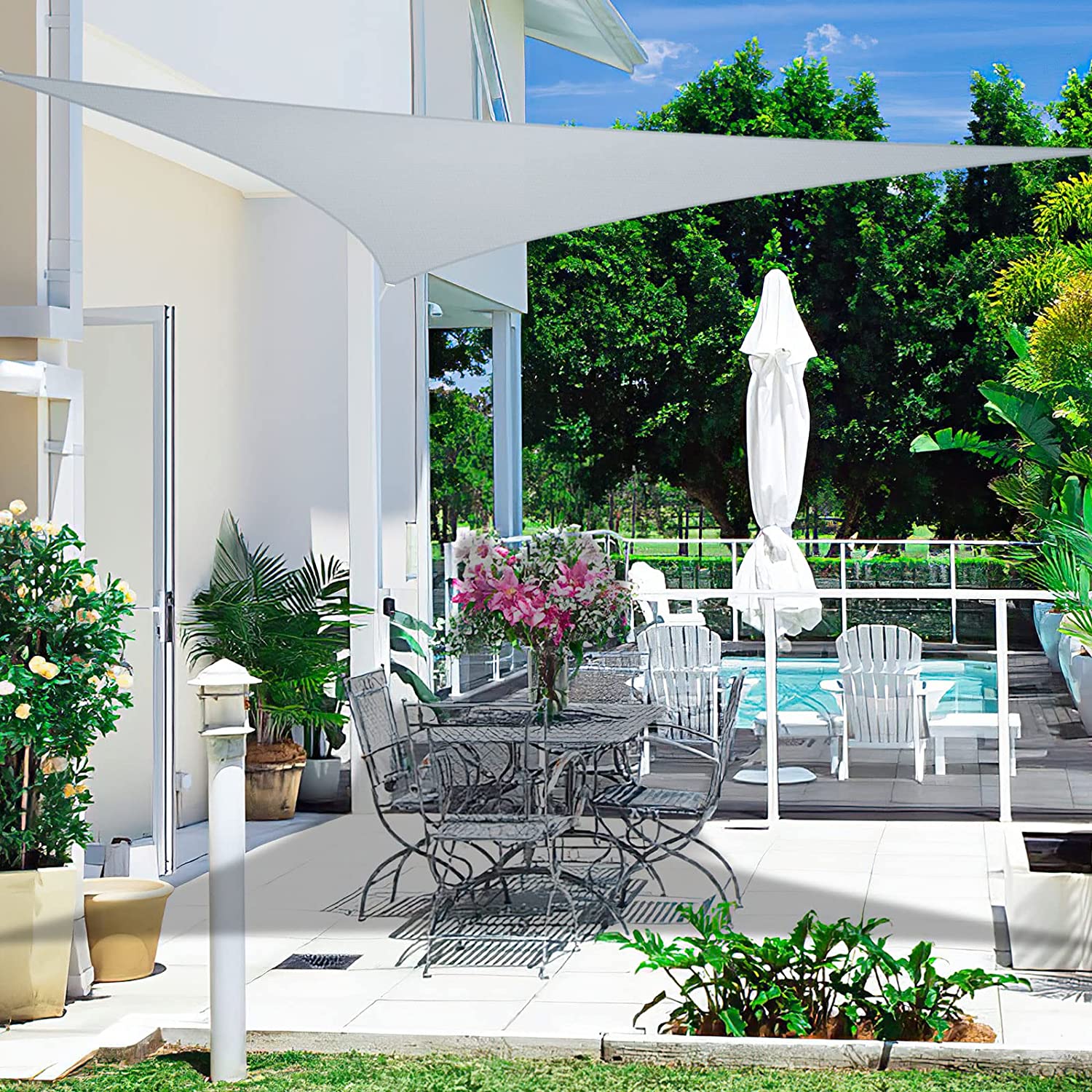 Toldo vela Impermeable, protección Rayos 95% UV, Resistente e Impermeable, Gris, 2x3 m. Wokkol