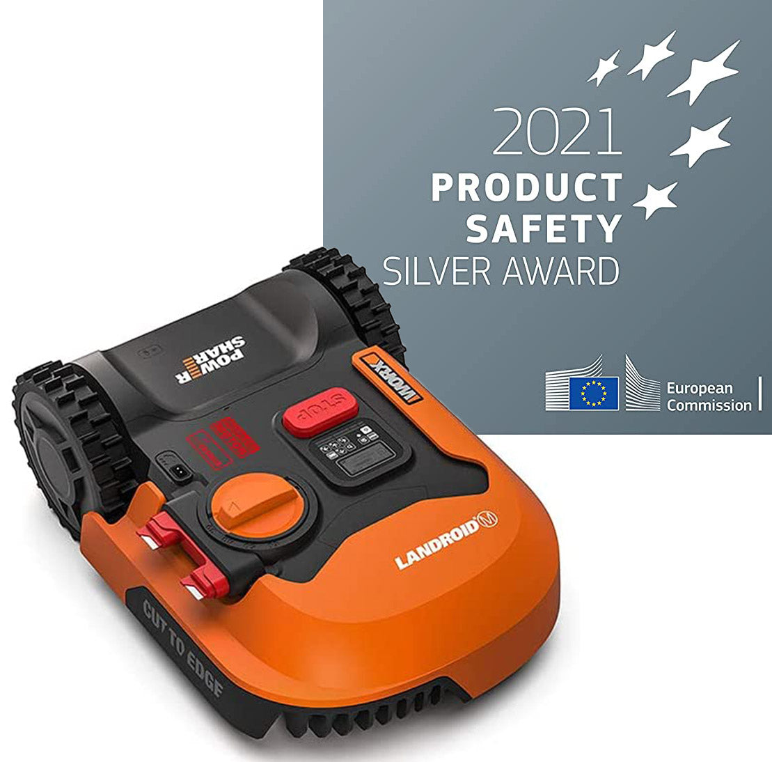 Condecoración de plata en 2021 a la seguridad de producto del Robot Cortacésped Landroid M 500. hasta 500 m2 controlado desde APP por Wifi. WR141E. WORX