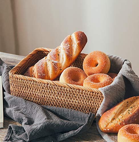 3 Cestas Tejidas Mimbre Natural para Frutas. Ideal para guardar el pan o bollería. Yangqihome